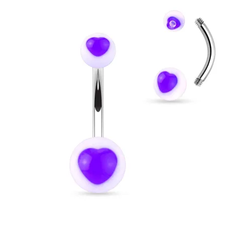 Piercing nombril acrylique cœur violet