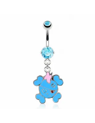 Piercing nombril crane de pirate turquoise