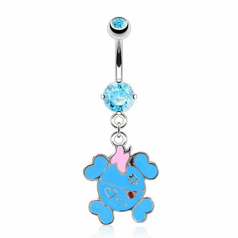 Piercing nombril crane de pirate turquoise