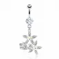 Piercing nombril fleur strass blancs