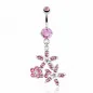 Piercing nombril fleur strass roses