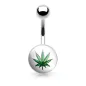 Piercing nombril logo feuille de cannabis