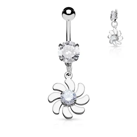 Piercing nombril fleur tourbillonnante