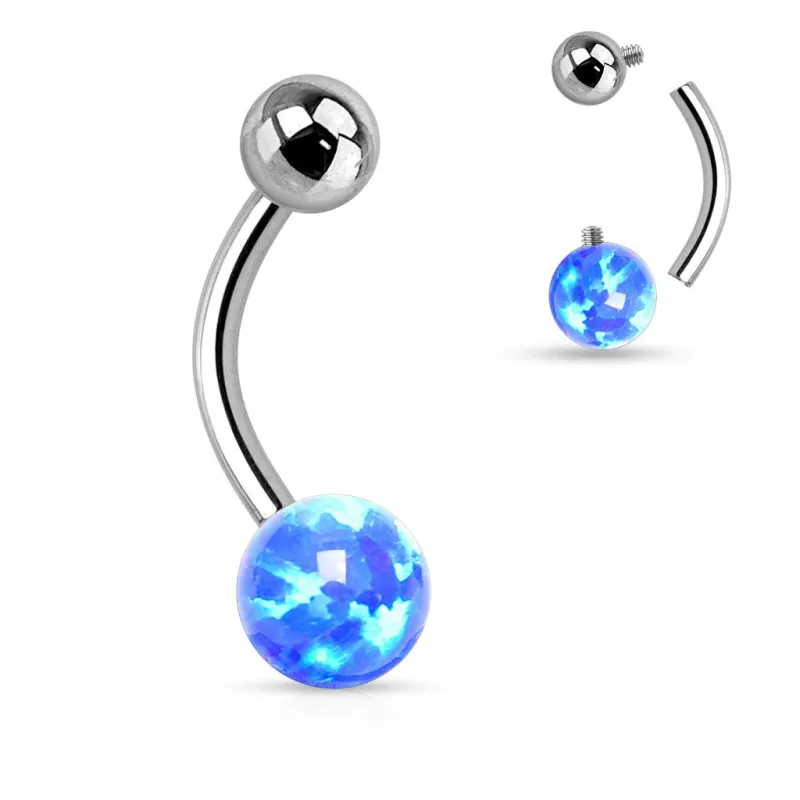 Piercing nombril opale bleue