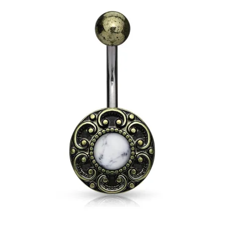 Piercing nombril cœur filigrane howlite