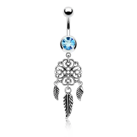 Piercing nombril attrapeur de rêves filigrane turquoise