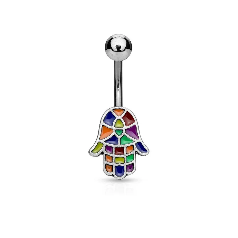 Piercing nombril main de fatma multicolore