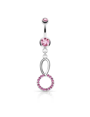 Piercing nombril cercle cristaux roses