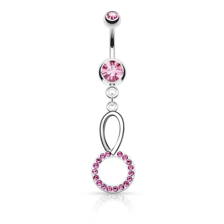 Piercing nombril cercle cristaux roses