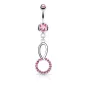 Piercing nombril cercle cristaux roses