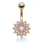 Piercing nombril petite fleur opale or rose