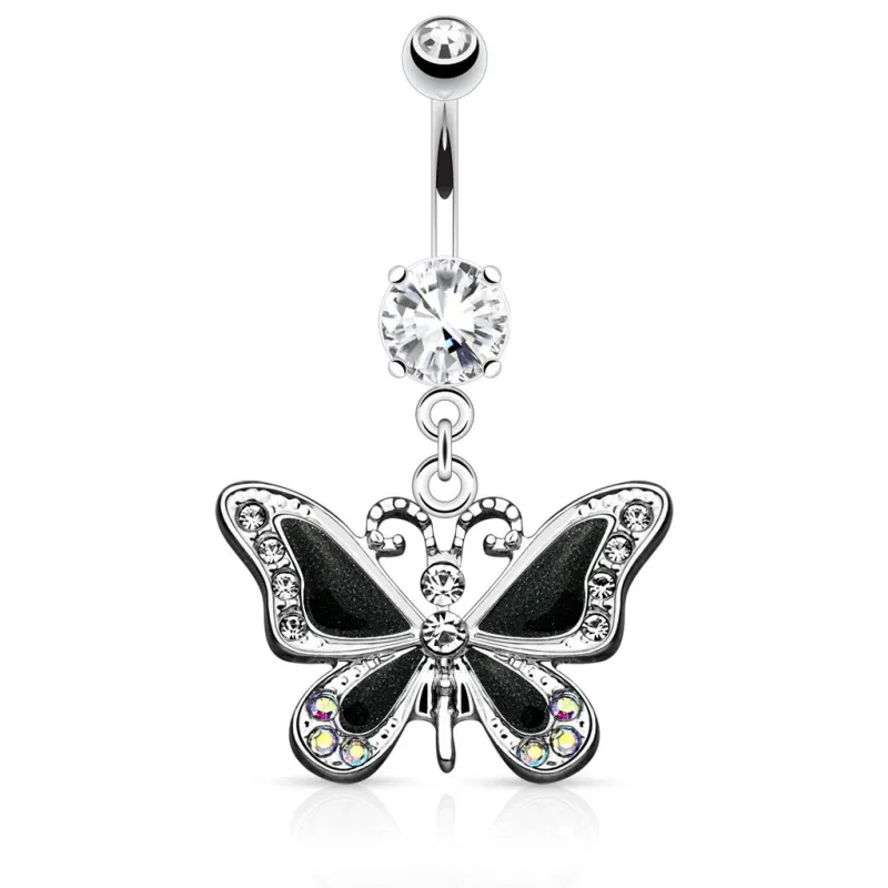 Piercing nombril papillon noir