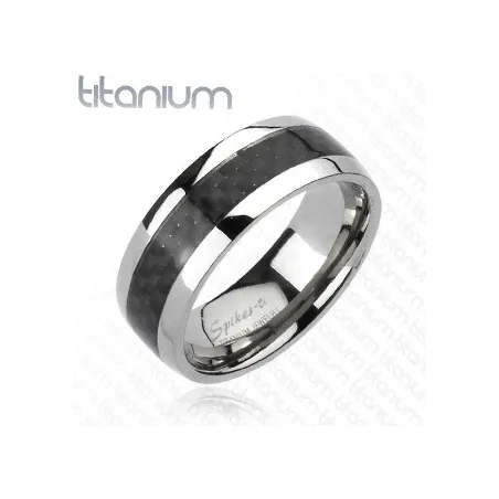 Bague Titane Solide Fibre de Carbone - Bague homme et femme en titane