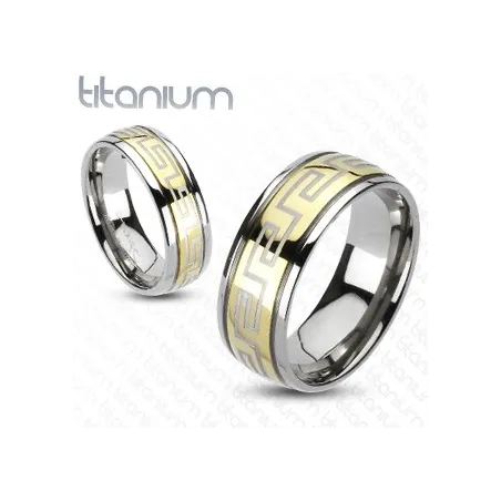 Bague Titane Solide Labyrinthe Doré - Bague homme et femme en titane