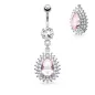 Piercing nombril larme rose pavée de strass