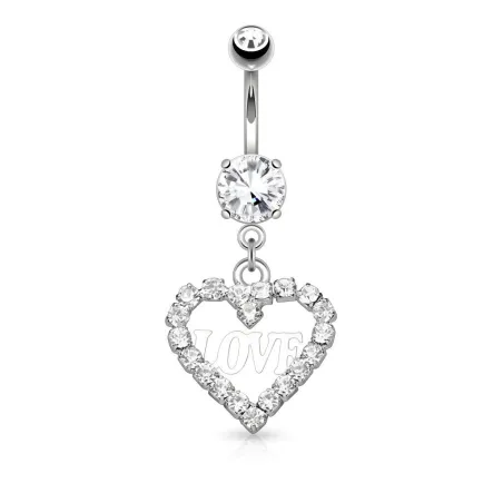 Piercing nombril pendentif cœur et love