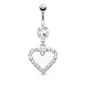 Piercing nombril pendentif cœur et love