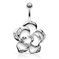 Piercing nombril fleur blanche