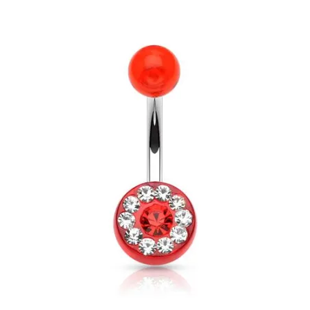 Piercing nombril acrylique gemmes rouge