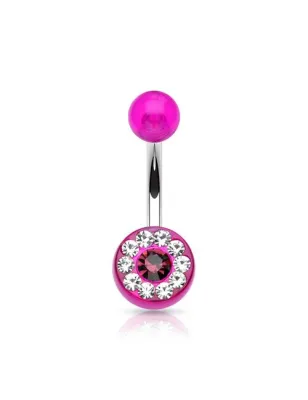 Piercing nombril acrylique gemmes violet