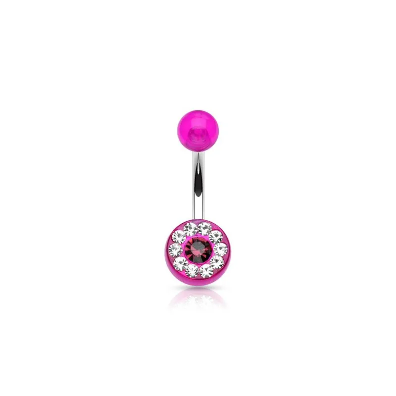 Piercing nombril acrylique gemmes violet