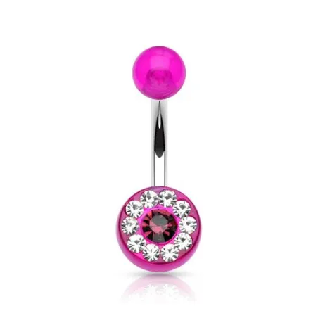 Piercing nombril acrylique gemmes violet