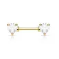 Piercing téton double cœur plaqué or