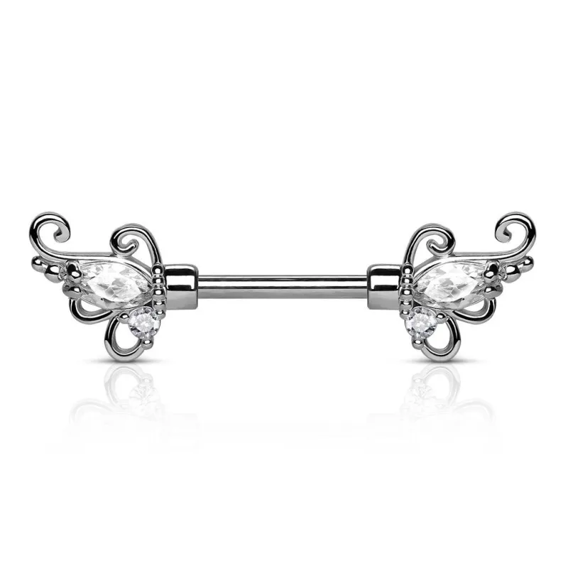 Piercing téton floral gemmes