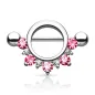 Piercing téton bouclier cinq gemmes rose