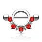 Piercing téton bouclier cinq gemmes rouge