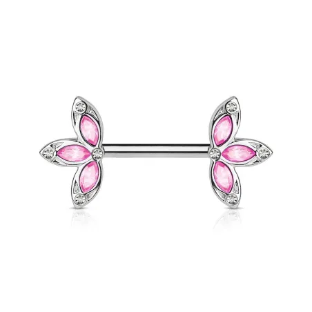 Piercing téton pétales de fleur rose