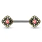 Piercing téton fleur tribale opale rose