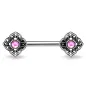 Piercing téton fleur tribale gemme rose