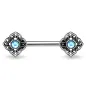 Piercing téton fleur tribale gemme turquoise