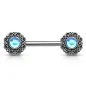 Piercing téton cœurs tribal gemme turquoise