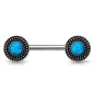 Piercing téton bouclier tribal turquoise argenté