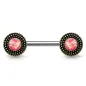 Piercing téton bouclier tribal opale rose