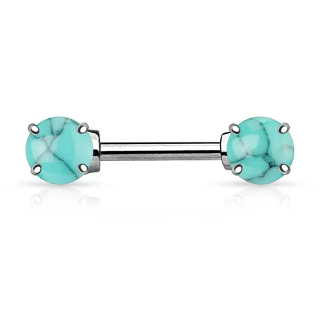 Piercing téton pierre semi précieuse turquoise