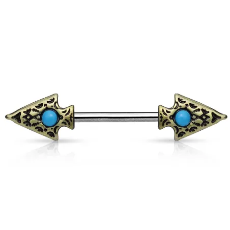 Piercing téton tribal lances doré