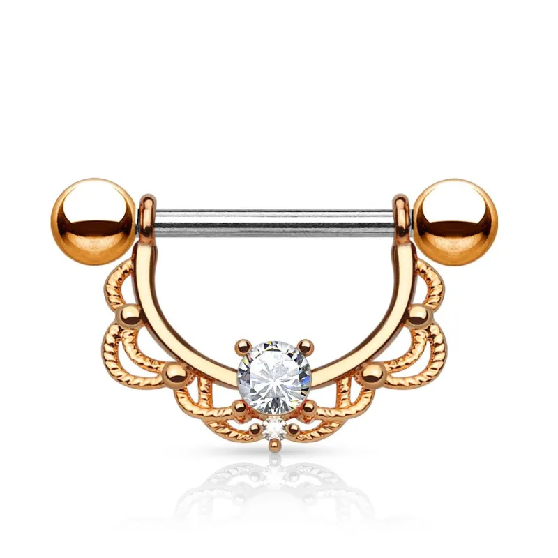 Piercing téton filigrane or rose