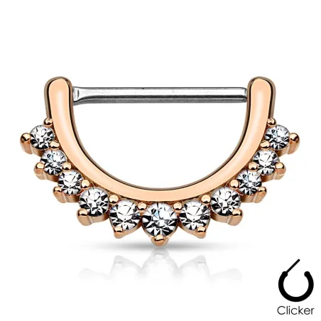 Piercing téton ligne de strass or rose