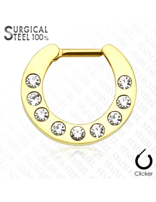 Piercing septum doré strass