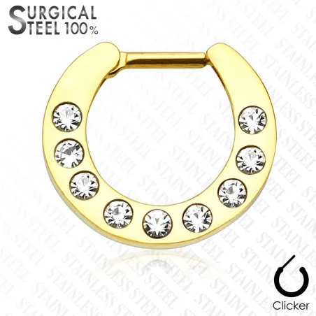 Piercing septum doré strass