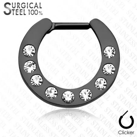 Piercing septum noir strass