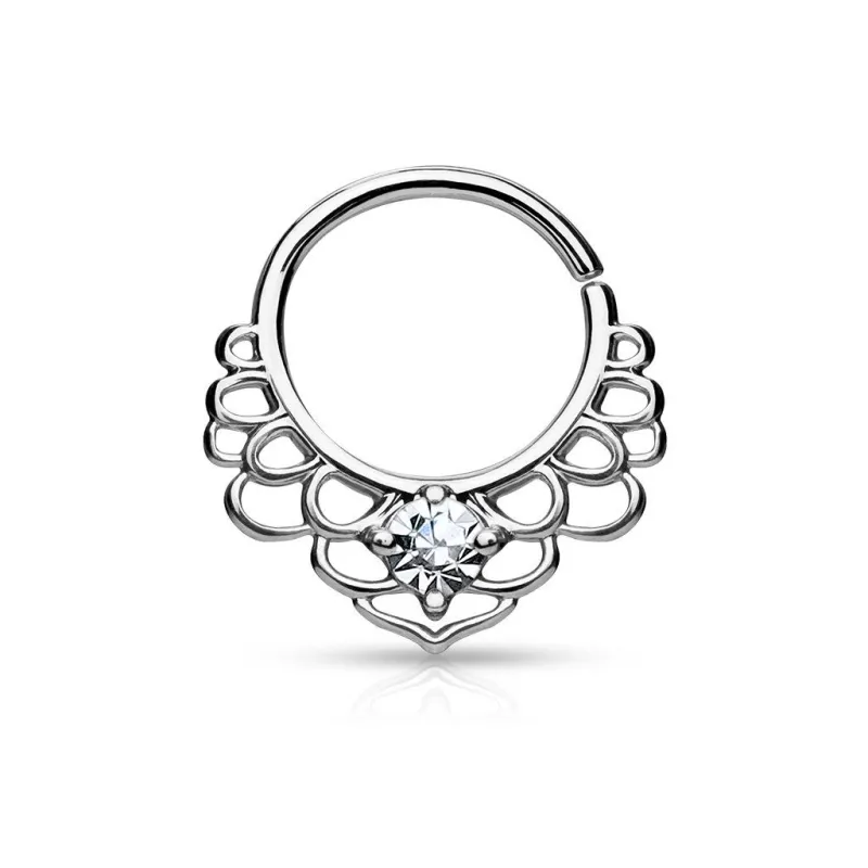 Piercing septum pliable lotus plaqué rhodium