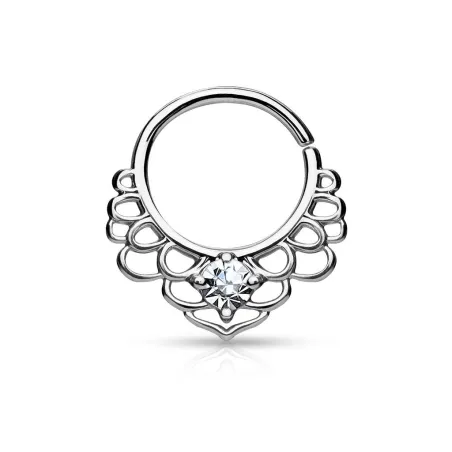 Piercing septum pliable lotus plaqué rhodium