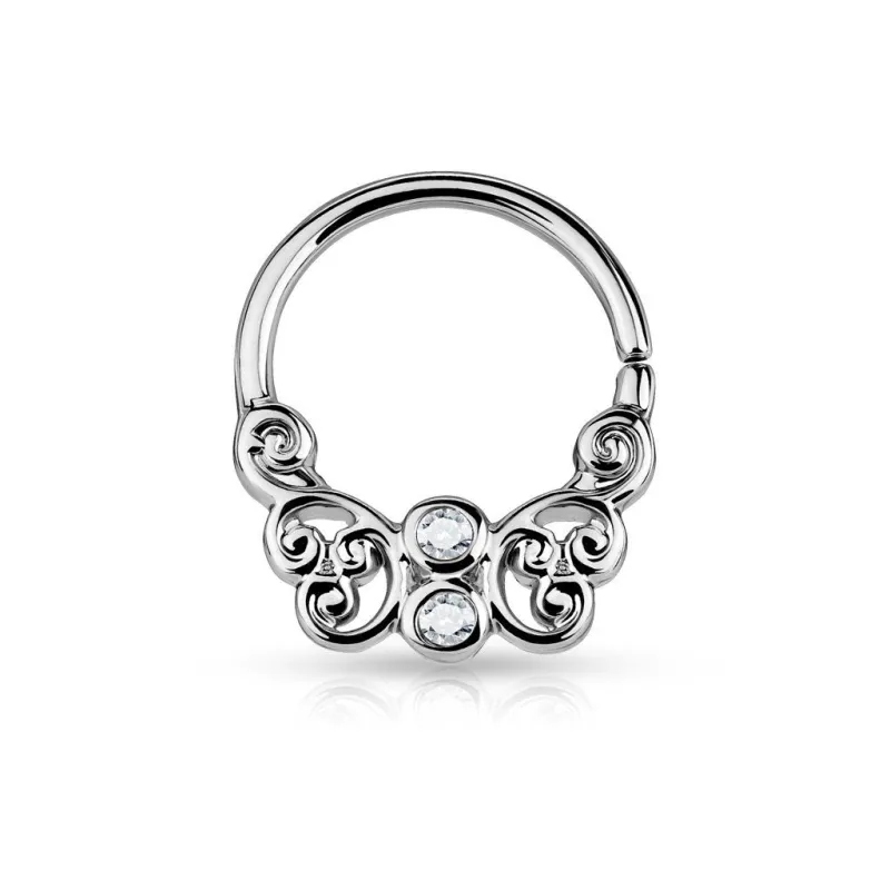 Piercing septum pliable papillon plaqué rhodium