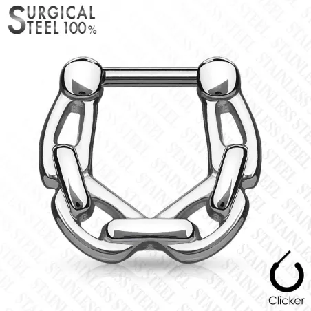 Piercing septum acier chirurgical chaines 1,6 mm argenté