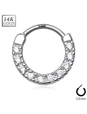 Piercing septum or jaune 14 carats dix pierres