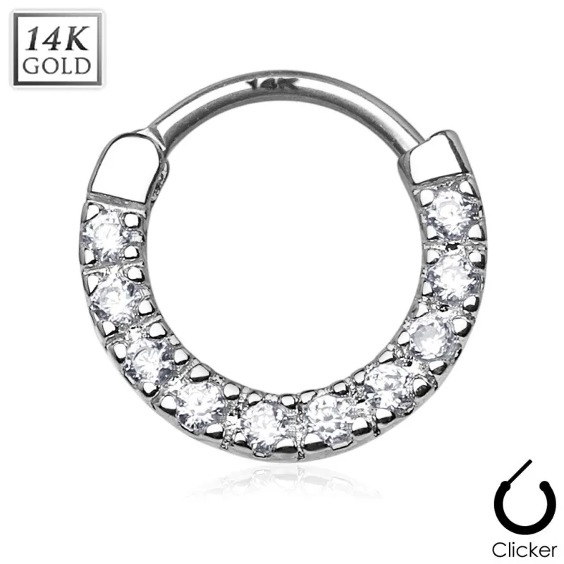 Piercing septum or jaune 14 carats dix pierres